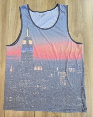 Carbon City Scape Scene Tank Top Mens Sz Large, Lightweight, Stretch