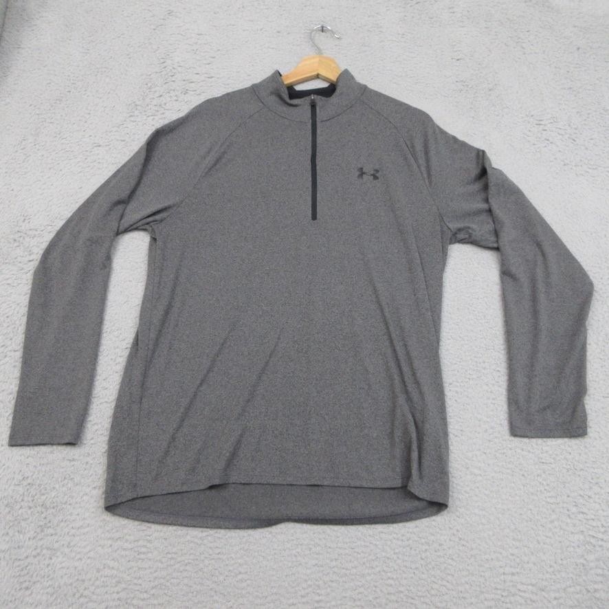 Under Armour Shirt Mens Large Gray HeatGear Quarter Zip Pullover Athletic gallery
