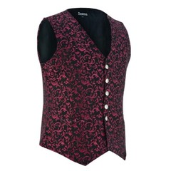 Men’s Maroon Tailored Formal Waistcoat Gothic Steampunk Brocade Victorian Vest