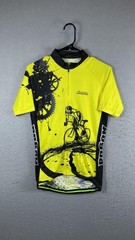 Aogda Cycling Jersey Mens Medium Yellow Full Zip Graphic Short Sleeve Road Bike