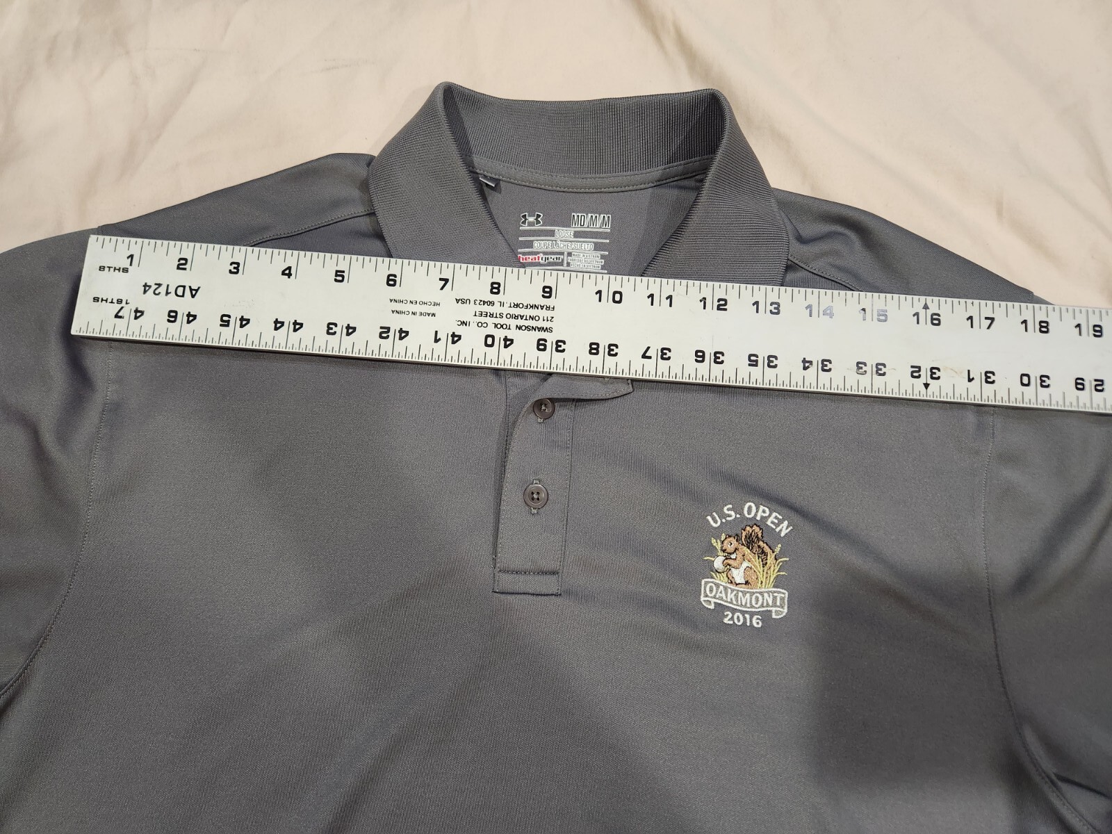 Under Armour US Open Oakmont 2016 Golf Polo Gray Heat Gear Fox News Medium gallery