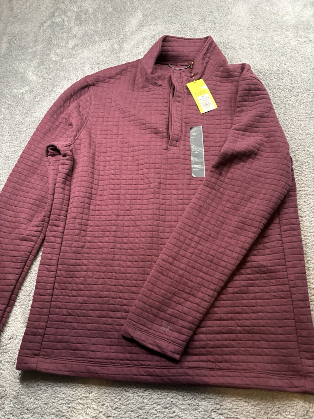 All in Motion Men's Quilted 1/4 Zip Pullover Mock Neck Burgundy Size M gallery