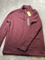 All in Motion Men’s Quilted 1/4 Zip Pullover Mock Neck Burgundy Size M