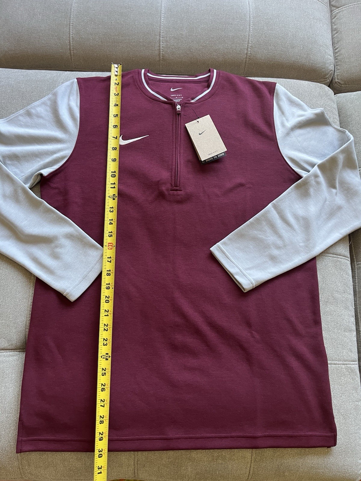 Nike Dri-FIT Men’s Long Sleeve 1/4 Zip Shirt Medium Maroon Gray FJ9549-669 gallery