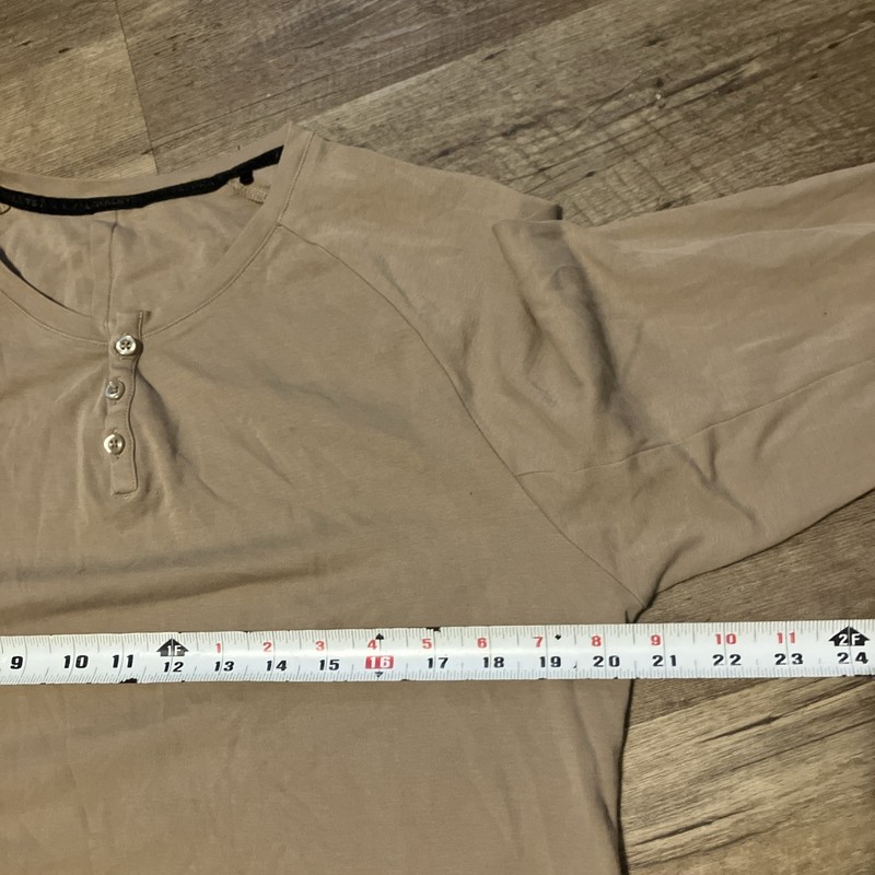 Alphalete Men's Medium Henley Long Sleeve Shirt Tan See Measurements gallery