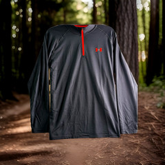 Under Armour Gray /Orange Medium Loose Heatgear Long Sleeve High Collar 1/4 Zip