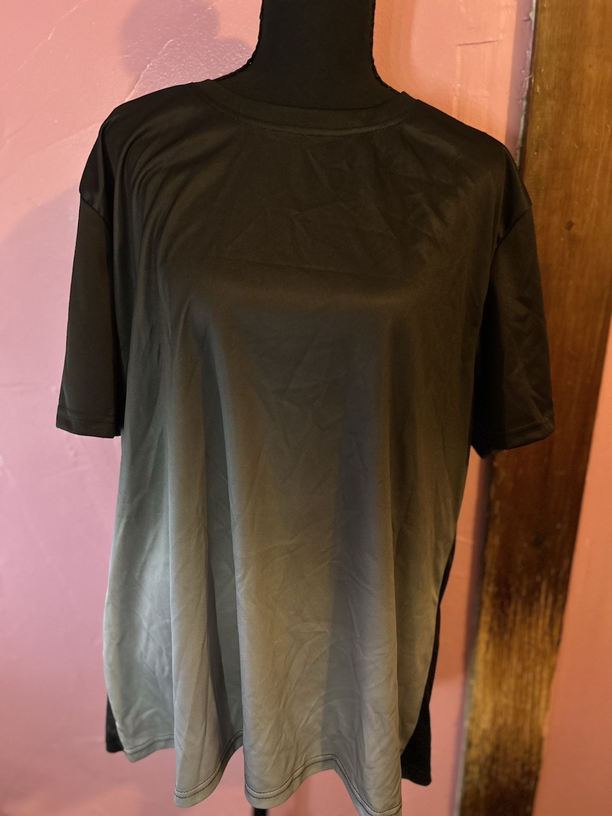 Men's Black/Gray Colorblock Mesh Polyester T-Shirt Logo Gym Training Size XL gallery