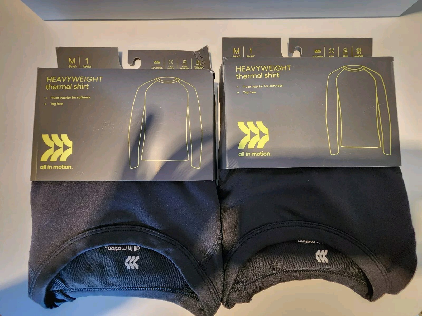 All in Motion Men's HEAVYWEIGHT Thermal Shirt Top Black, Medium 38 - 40", 2 Pack gallery