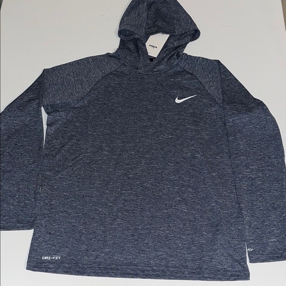 Nike Sun Hoodie Shirt Mens M Dri-Fit UPF 40+ Blue Heather Long Sleeve NWT