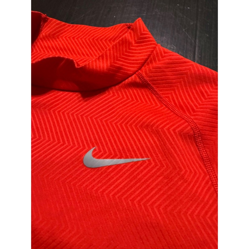 Nike Dri-FIT Mens Small Red Mock Neck Long Sleeve Chevron Training Shirt S gallery