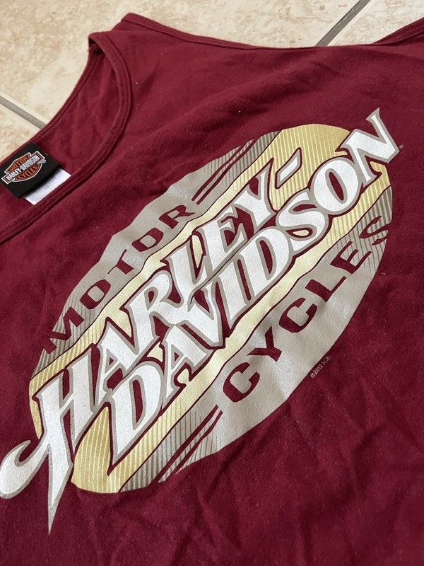 Harley Davidson Motorcycles Sleeveless Men's Red Bike Tank Top Large Racing Top gallery