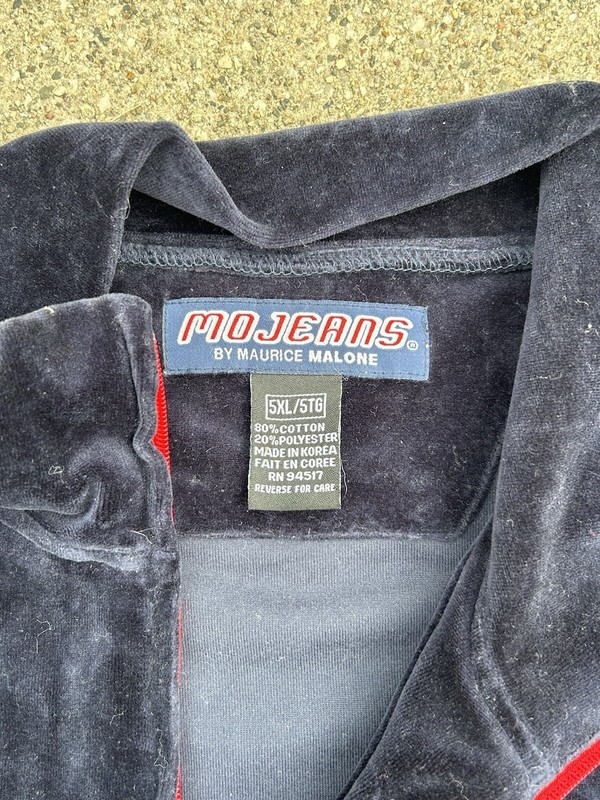 VTG MAURICE MALONE Mo Jeans Co 2 Piece Jumpsuit Set Blue/Red Size 5XL gallery