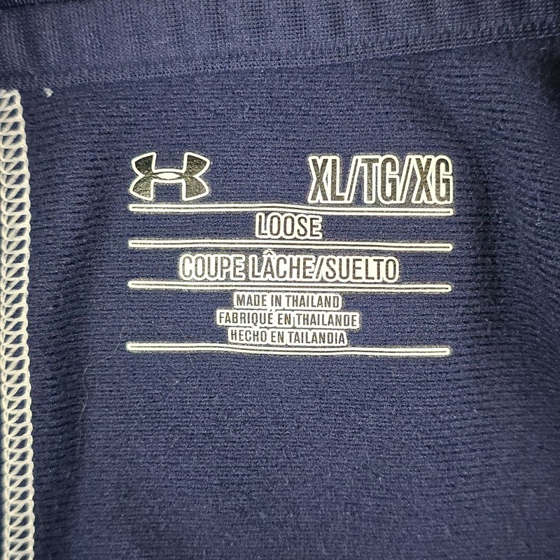 Under Armour Navy Rugby N 1/4 Zip Pullover Mens XL Loose Navy Blue gallery