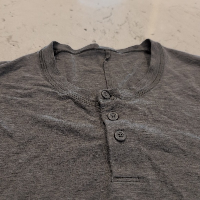 Lululemon Shirt Mens Small Gray Henley Long Sleeve Basic Classic Athletic Casual gallery
