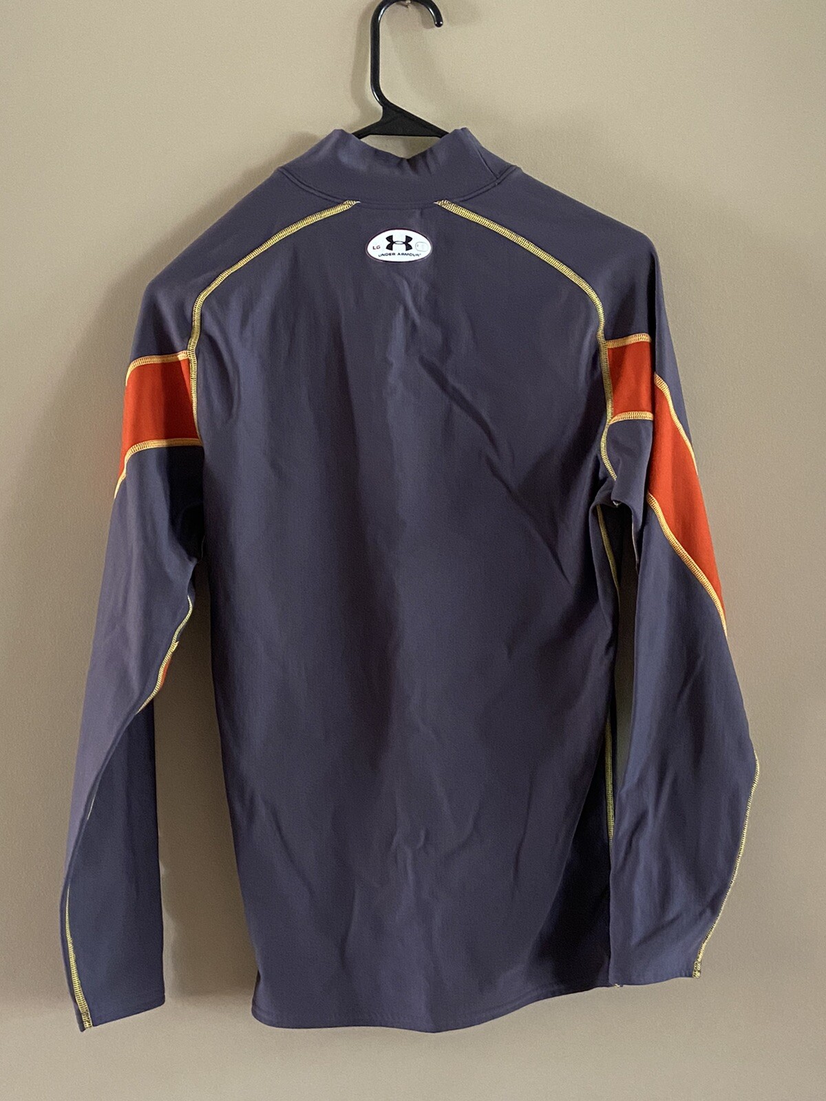 Under Armour Large Fitted Heat Gear Dark Gray and Orange Long Sleeve Shirt gallery