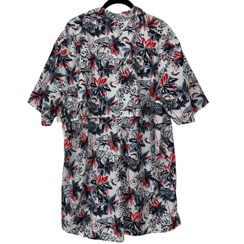 Columbia PFG Shirt Men 2XL Red White Blue Floral Hawaiian Vented Fishing Cruise gallery