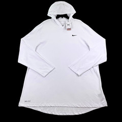 Nike Dri-Fit Long Sleeve Hoodie Hooded Tee Shirt Men 3XL White CJ1696-100 New