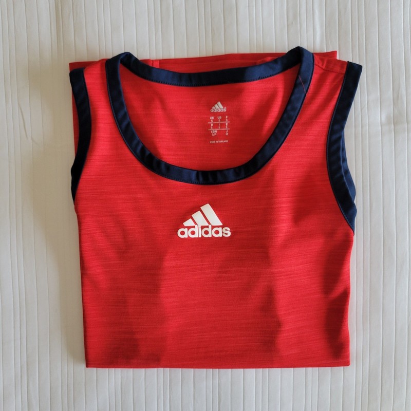 Adidas 3 Stripes Basketball Heathered Red Tank-Top Size Small gallery