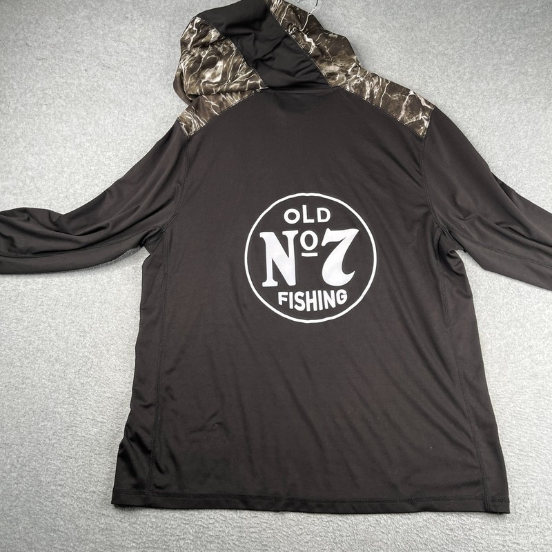 Mossy Oak Long Sleeve Hooded Performance Fishing Shirt Mens XL Black Gray gallery