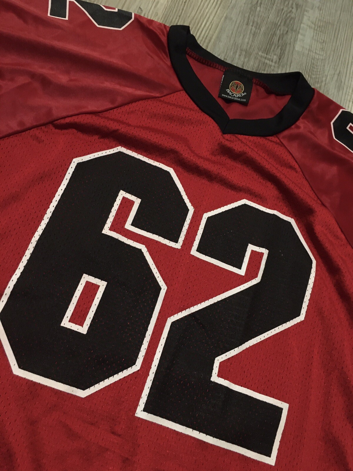 Bacardi #62 Advertising Jersey Style Short Sleeve XL Black Red New Display gallery