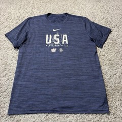 Nike USA Baseball Dri Fit T Shirt Navy Blue Classic Stretch Gym Workout Large