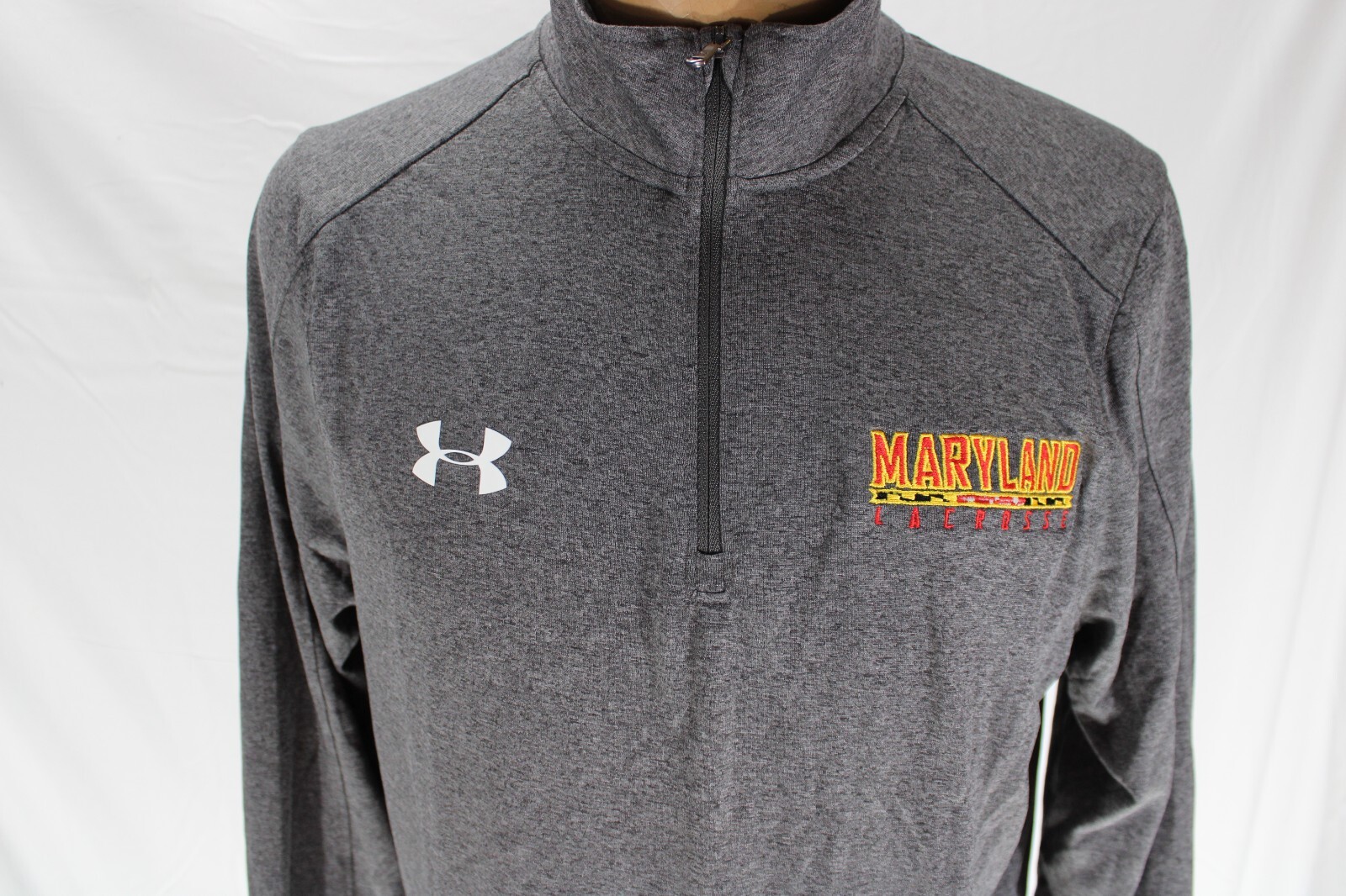 Under Armour Maryland Lacrosse Pullover Mens Small Gray 1/4 Zip Long Sleeve gallery