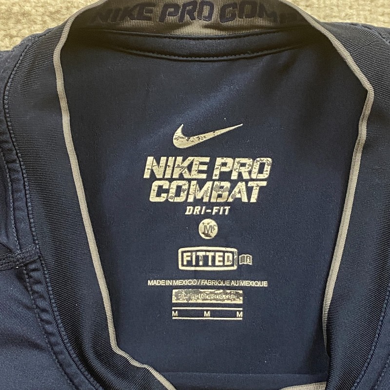 Nike Pro Combat Shirt Medium Blue White Performance Center Swoosh Drifit Preppy gallery