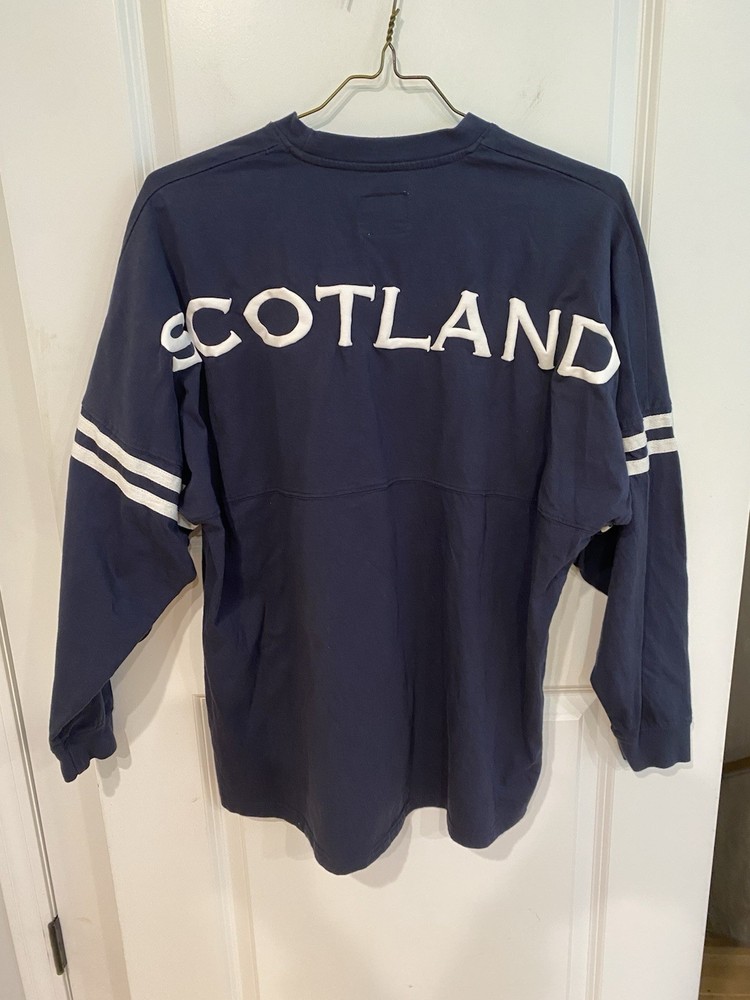 Scotland Spellout Long Sleeve Tee Shirt Navy Blue & White ~ XL ~ MINT