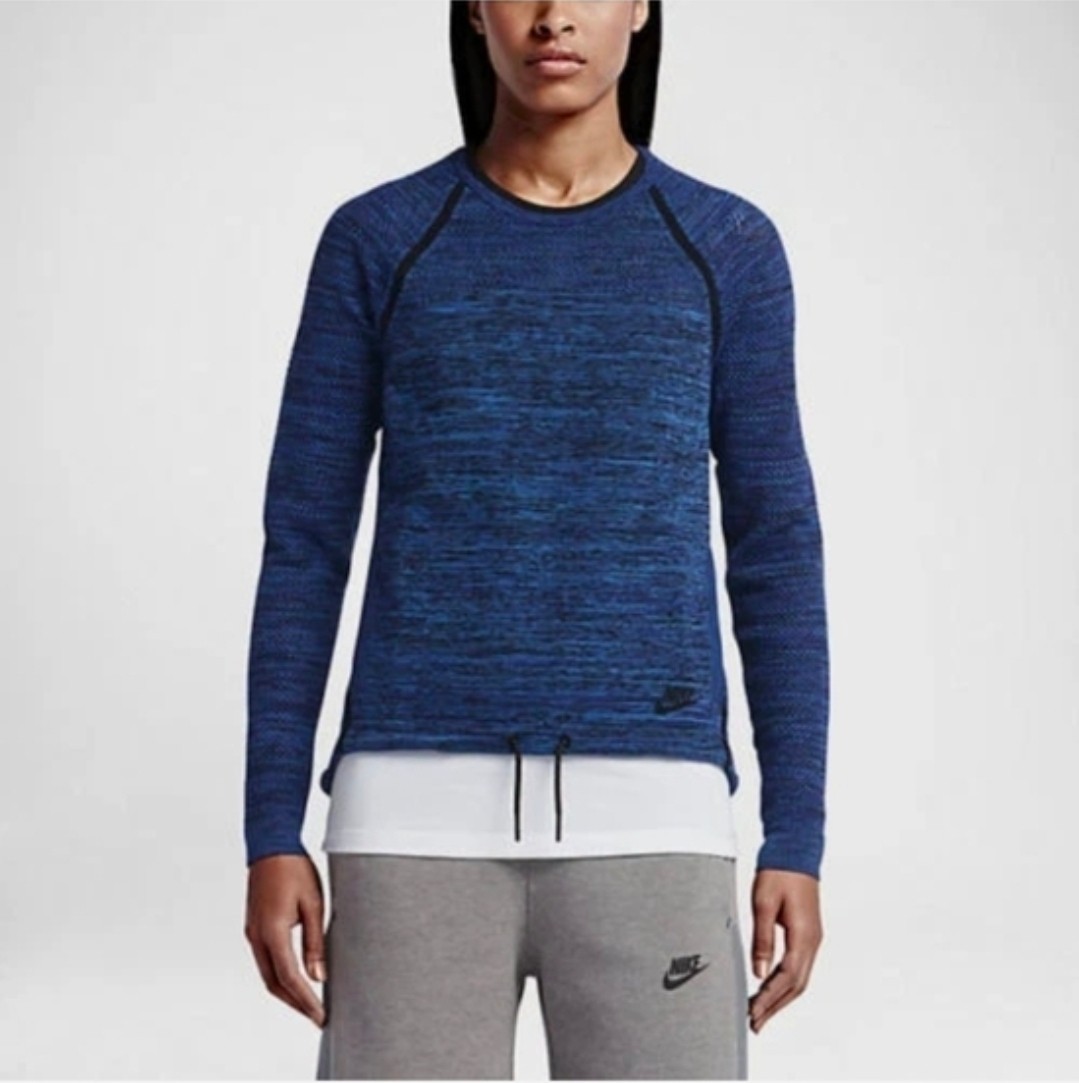 Nike Blue Space Dye Pullover Sweatshirt womans Long Sleeve Drawstring gallery