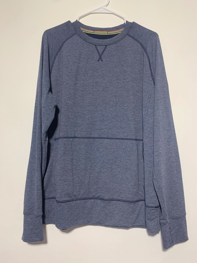 Smartwool Men Size L Blue Active Reset Crewneck Sweatshirt Pullover Top