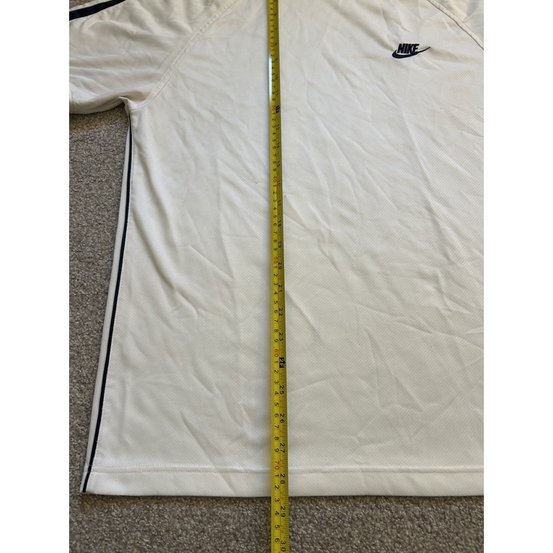 Nike T-Shirt Mens Medium White Excellent Short Sleeve Mesh Side Stripe Piping gallery