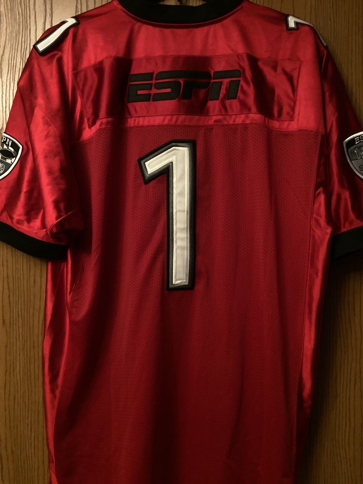 ESPN #1 - Red Football Jersey - 2 Sided - Polyester - V Neck - Embroidered - L gallery