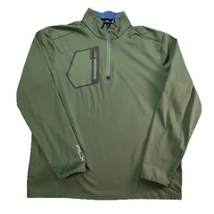 RLX Ralph Lauren Green Golf Performance 1/4 Zip Pullover Large Brushed Back Tech