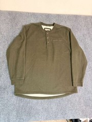 LL Bean Katahdin Iron Works Waffle Fleece Lined Henley Shirt Mens XXL Tall Green