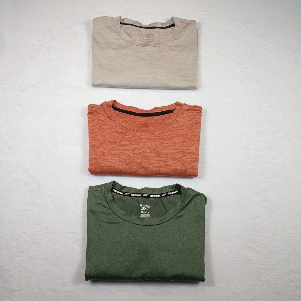Reebok Shirt Short Sleeve Crew Neck Activewear Fitness Men's M Lot Of 2 Assorted
