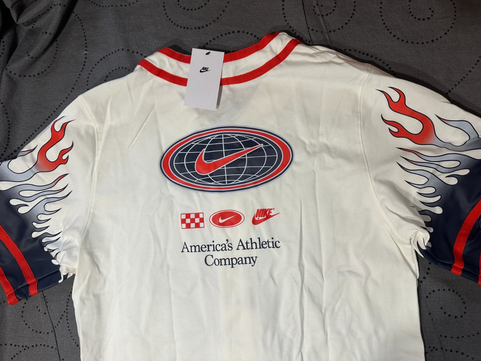 NIKE AMERICANA BASEBALL OFF WHITE D. BLUE RED JERSEY SHIRT SIZE XL MEN $85.00 gallery