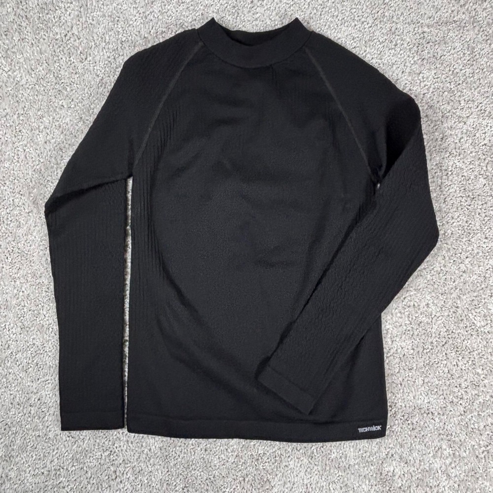 TECHWICK Eastern Mountain Sports Baselayer Long Sleeve Mock Neck Top M L Black