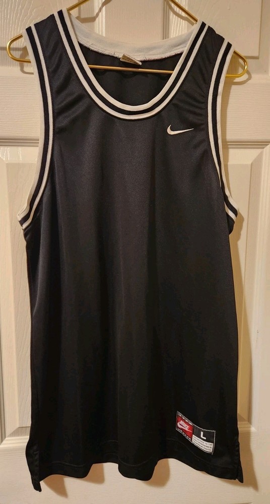 Vintage Nike Black Blank Basketball Jersey Large