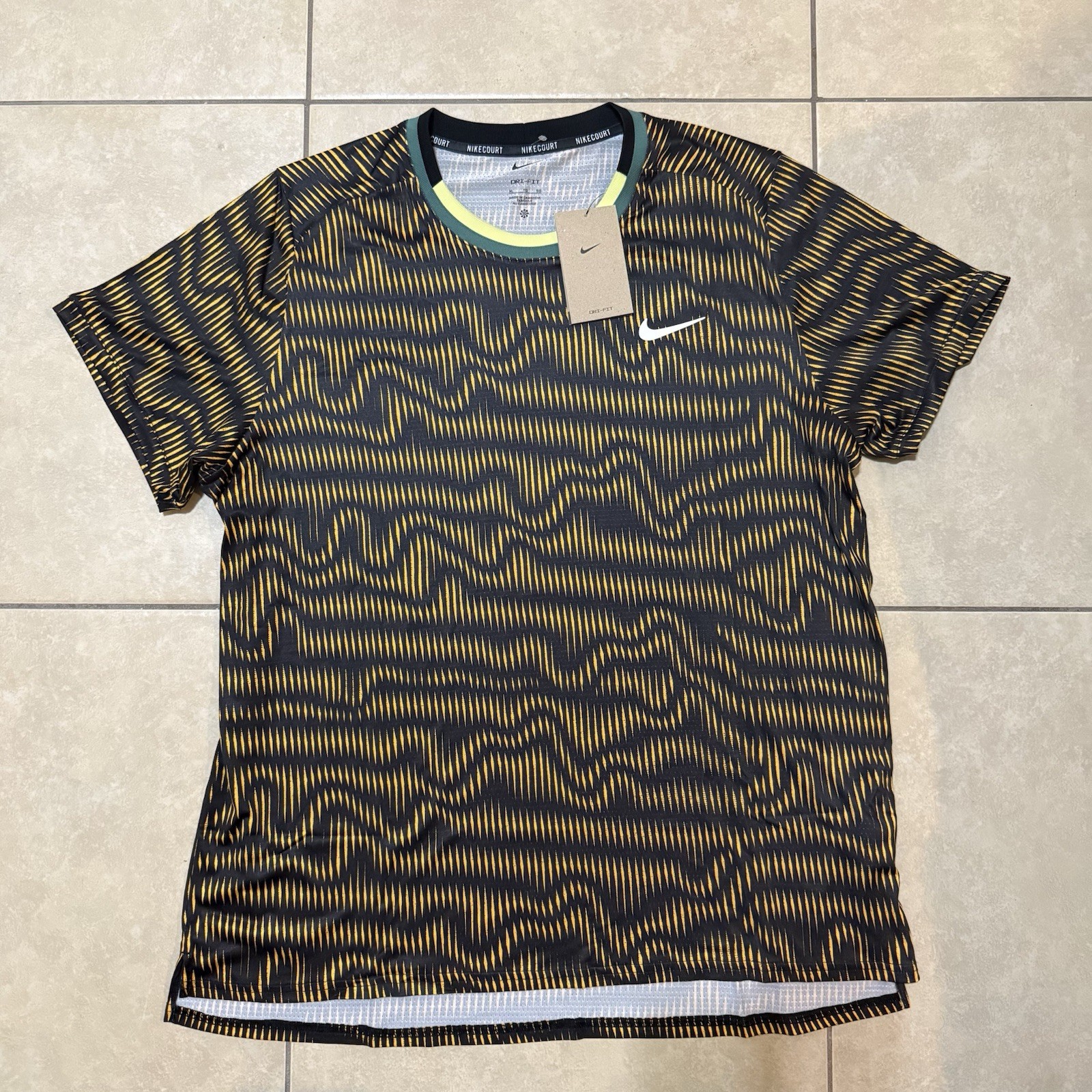 Nike Court Advantage Dri-Fit Black Yellow Tennis Shirt Mens NEW*FD5322-010 gallery