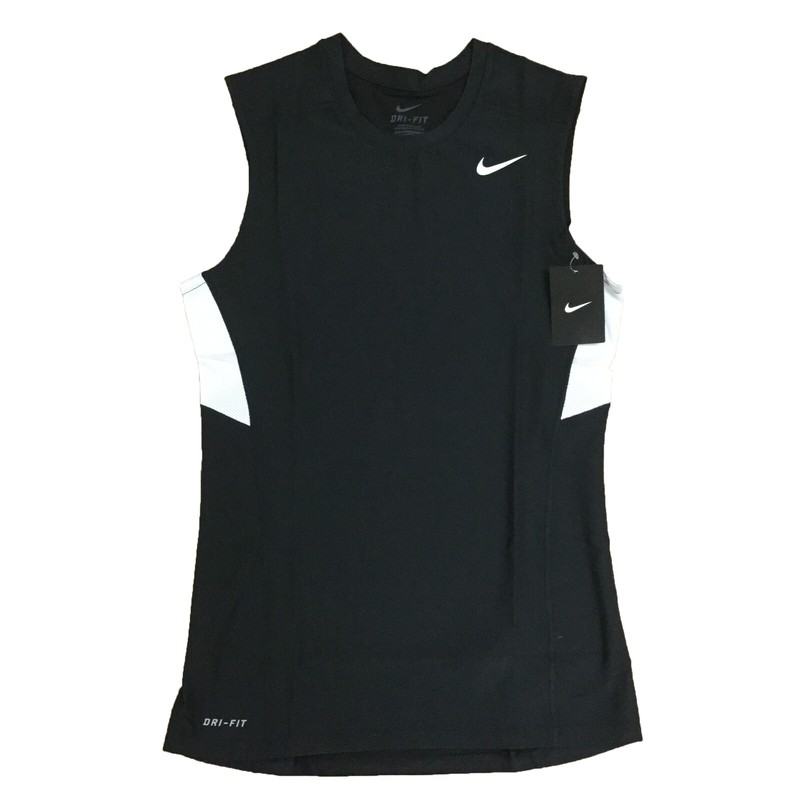 Nike Athletic Tank Shirt Men's Sleeveless Tight Fit Athletic 519983, Black White gallery