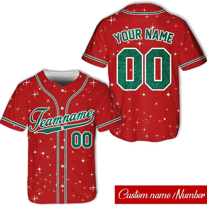 Personalized Glitter Baseball Jersey Custom Name Number Christmas Gift Family gallery