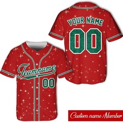 Personalized Glitter Baseball Jersey Custom Name Number Christmas Gift Family