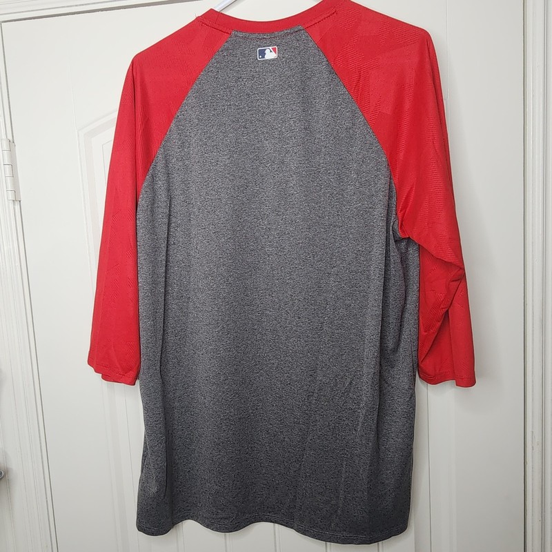 Nike Red Sox Gray and Red Raglan Long Sleeve Shirt - Size L Large gallery