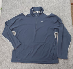 Nike Dri Fit Pullover Mens Extra Large Blue Pullover 1/4 Zip Mock Neck Pockets