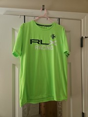 RLX Ralph Lauren Performance Shirt Mens Large Neon Green Short Sleeve Gym Racing