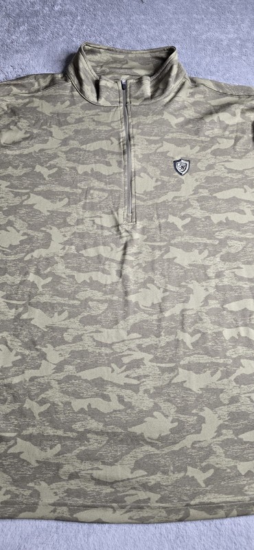 Straight Down Mens XL Desert Green Camo Abstract 1/4 Zip Golf L/S Pullover gallery