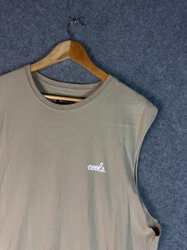 Barney Cools Muscle Tank Top Mens Large Brown Lightweight Comfort Cotton Casual gallery