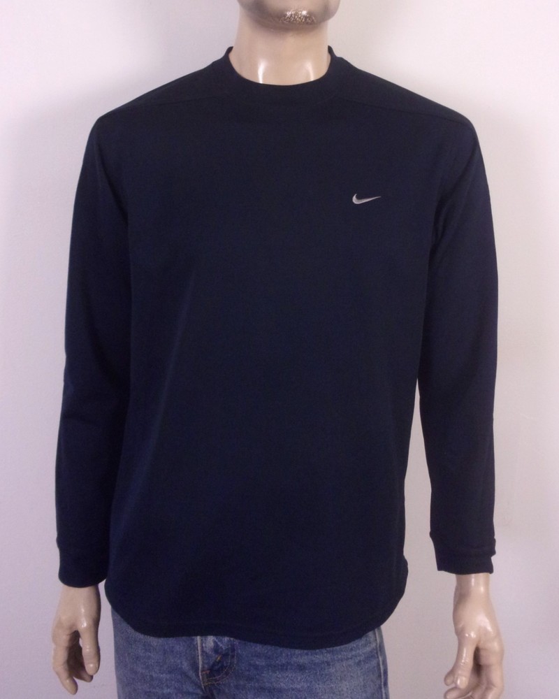 vintage 00s Y2K Nike Mini Swoosh Long Sleeve Shirt T-Shirt 100% Polyester SZ M