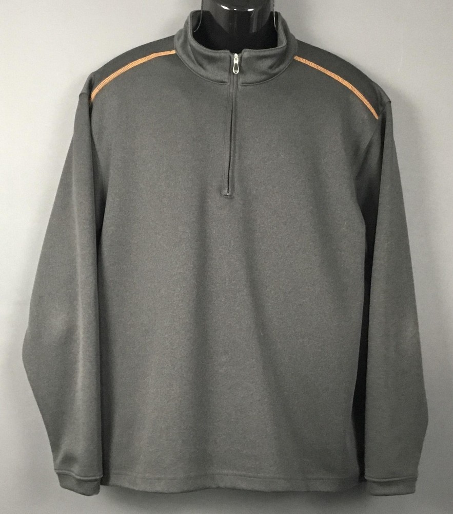 Pebble Beach Pullover Shirt Mens Large Gray 1/4 Zip Mock Neck Performance Golf