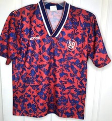 Adult Small AYSO Score Soccer Jersey Shirt Vintage 1990s Great Colors Red Blue